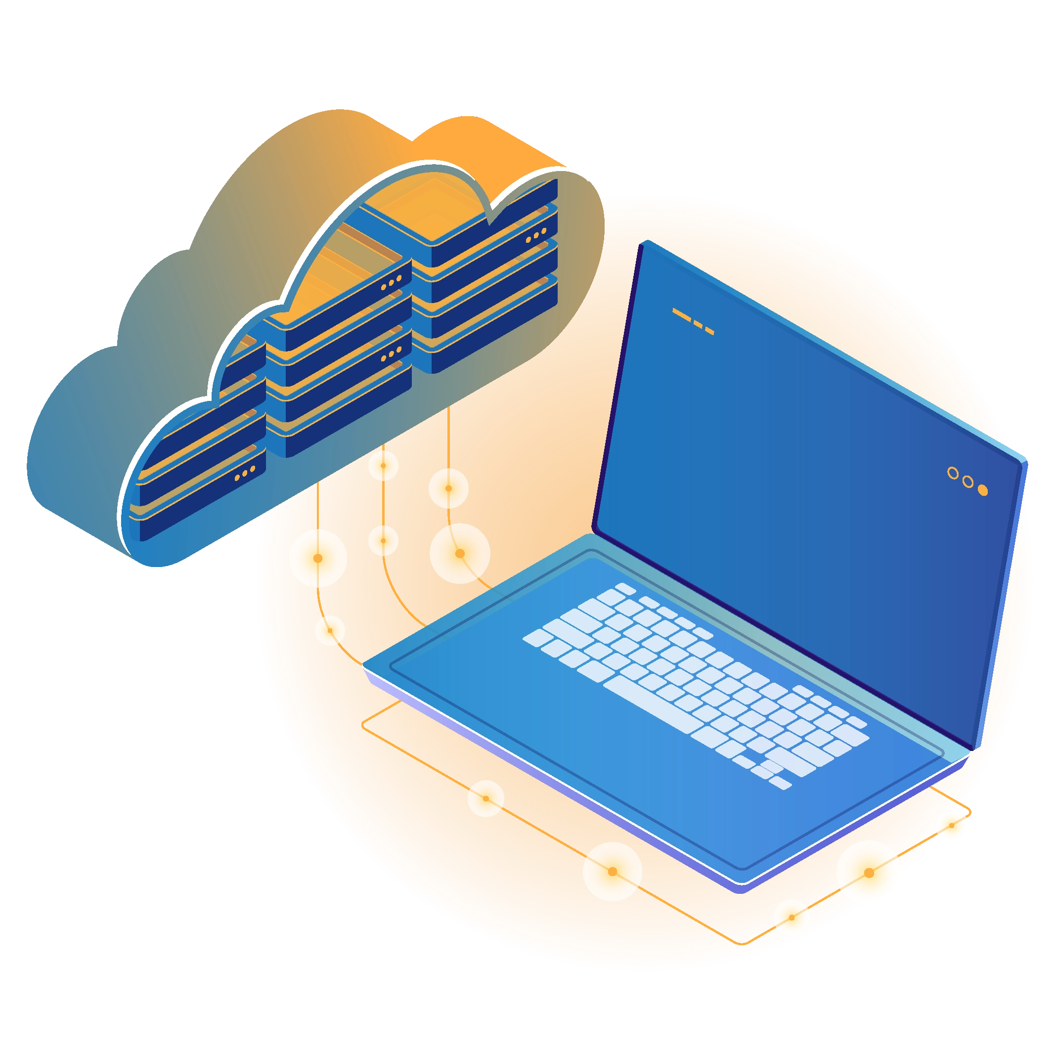 Cloud based solutions company illustration